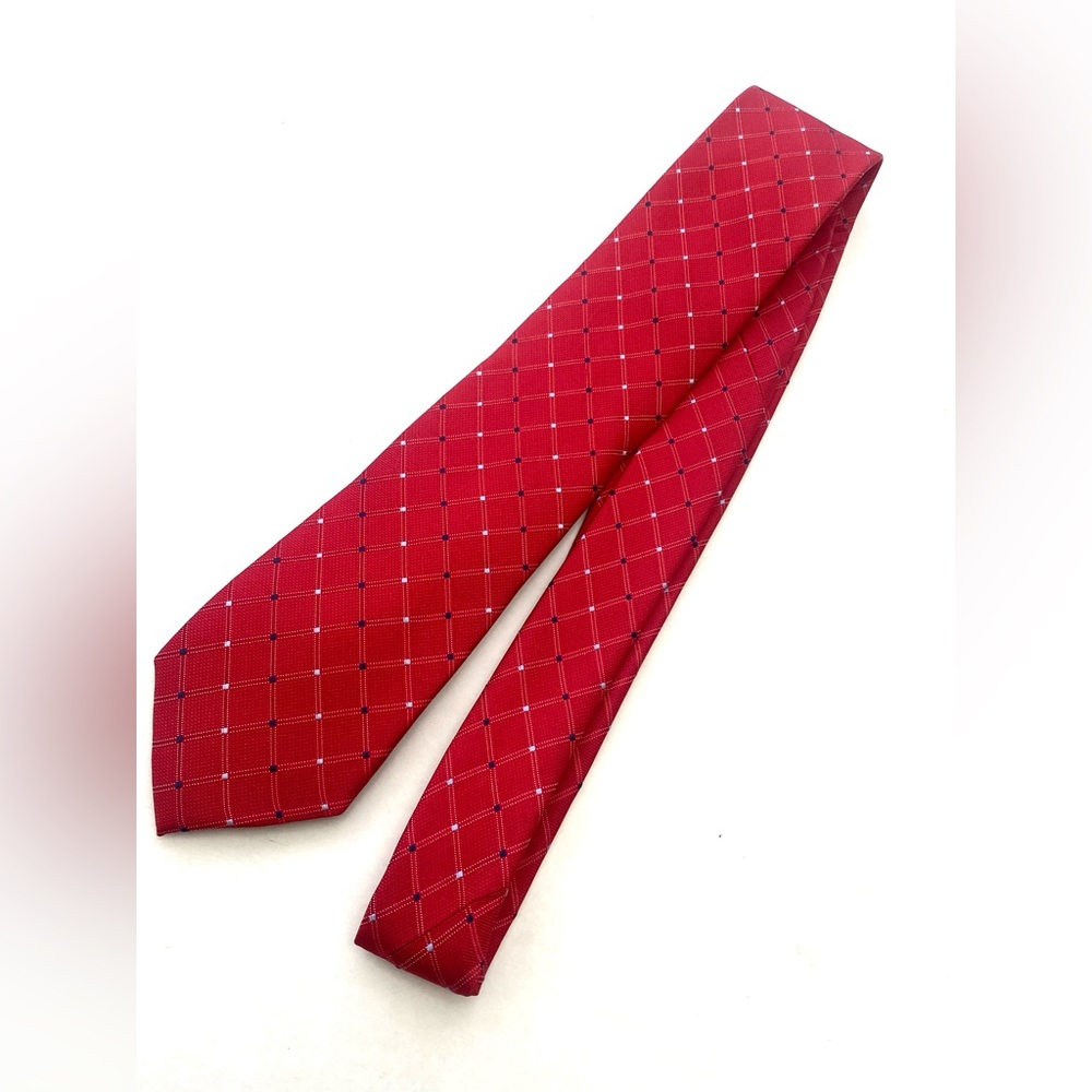 Nautica Red Check/Micro Dot Silk Necktie
